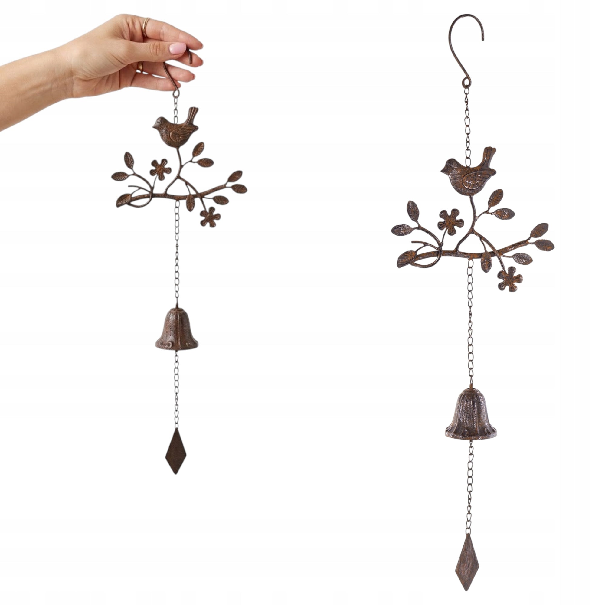WIND CHIME GARDEN DECORATION FOR TERRACE HANGING METAL BROWN 63CM