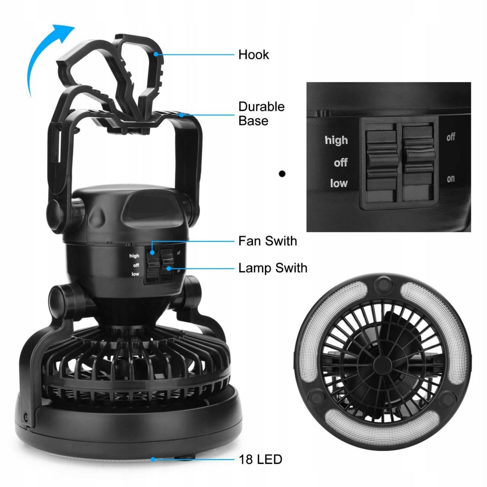 WINDMILL Battery Operated Fan with LED LAMP Camping EAN (GTIN) 8713667041140