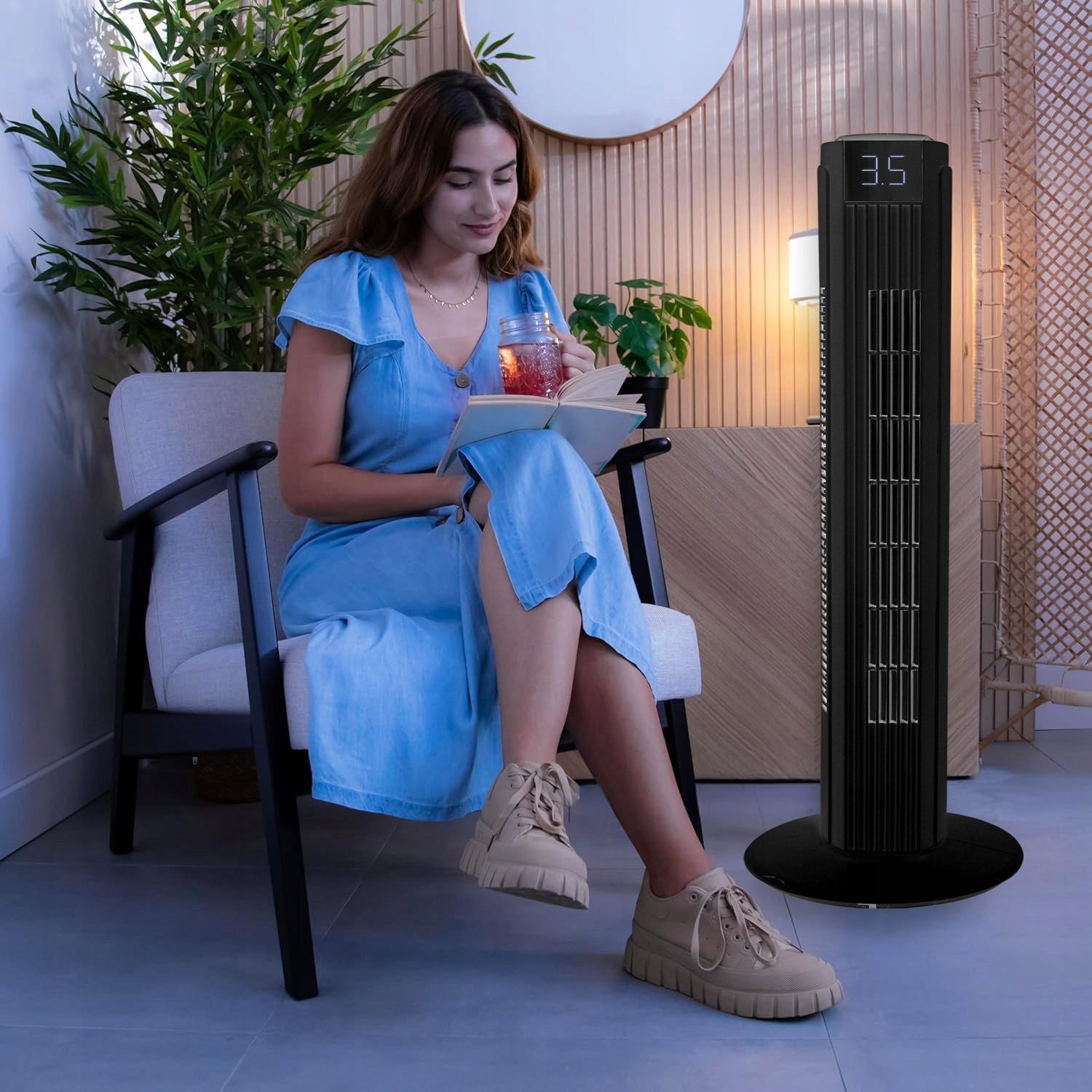 WINDMILL STANDING FLOOR COLUMN FAN QUIET REMOTE CONTROL 12M Brand LTC
