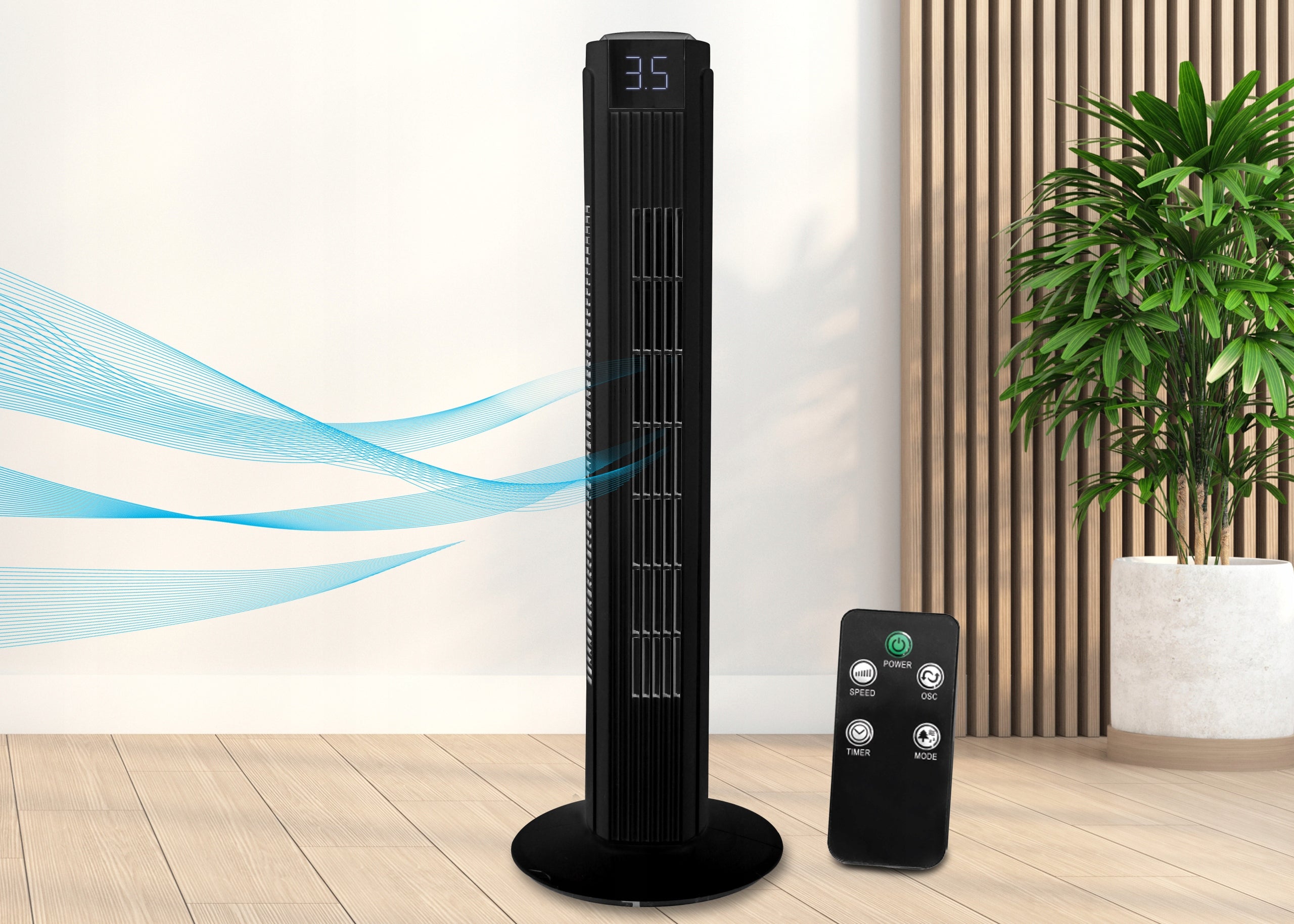 WINDMILL STANDING FLOOR COLUMN FAN QUIET REMOTE CONTROL 12M Power supply mains