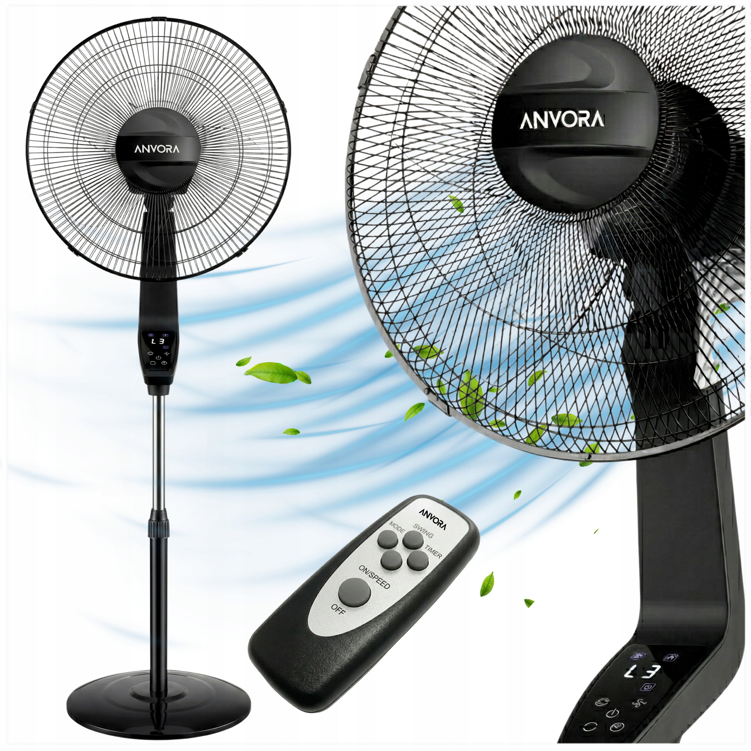 WINDMILL STANDING FLOOR FAN POWERFUL QUIET HOUSEHOLD CIRCULATOR BLACK