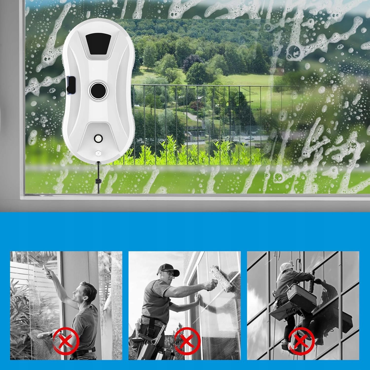 WINDOW CLEANING ROBOT 5600PA DOUBLE CLEANING SYSTEM 10 CLOTHS REMOTE CONTROL Brand no brand
