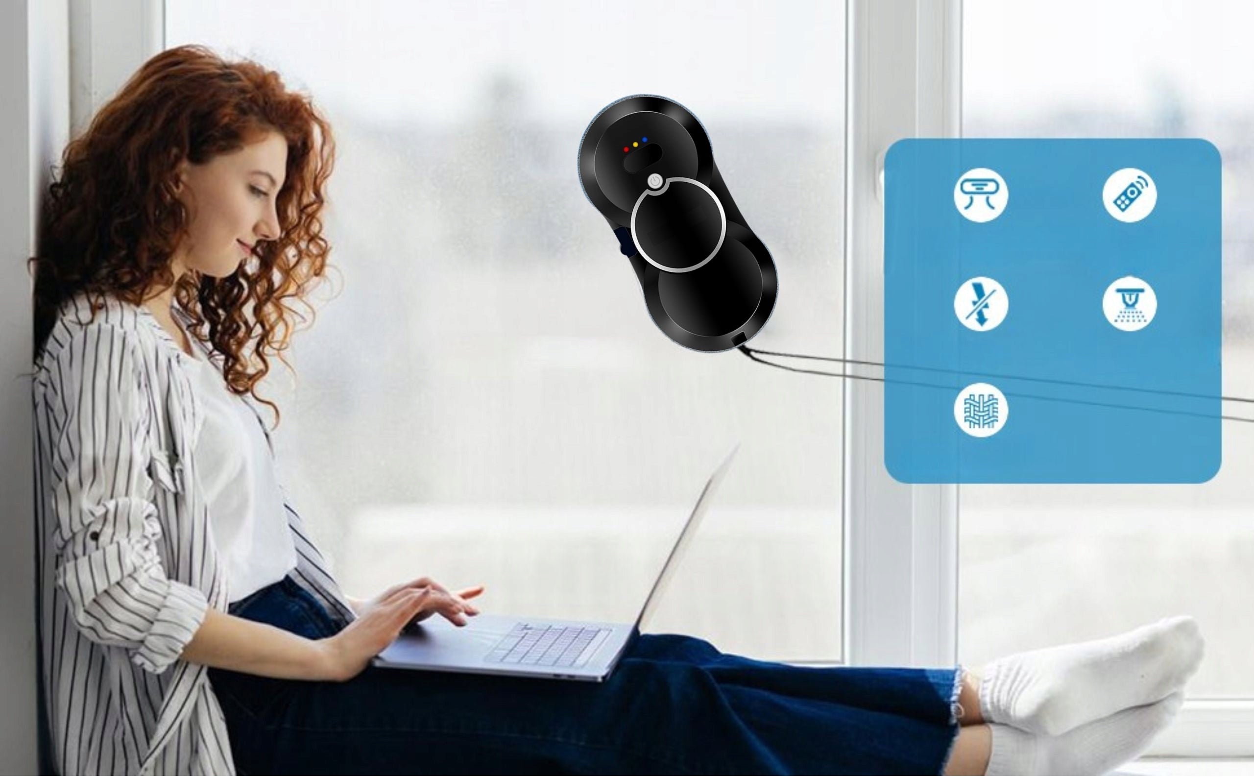 WINDOW CLEANING ROBOT AUTOMATIC CLEANING WINDOW WASHER Manufacturer code ROBOT DO MYCIA OKIEN CZARNY ZE SPRYSKIWACZEM