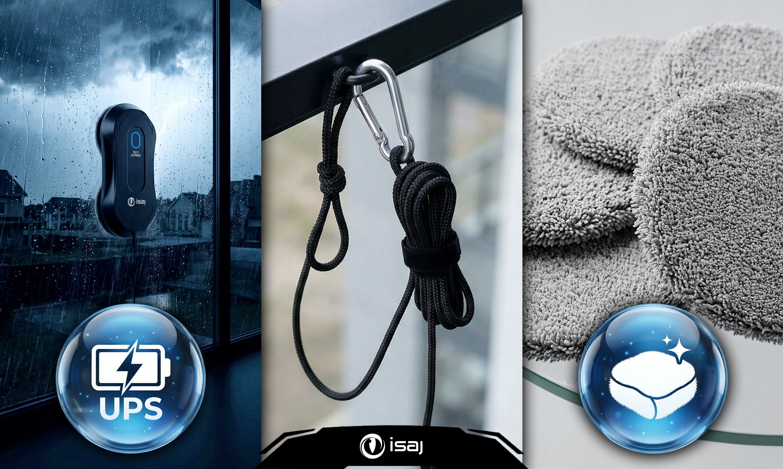 WINDOW CLEANING ROBOT ISAJ OV1 AI Pro + 2x liquid 500ml + AI system + WiFi Power 72 W