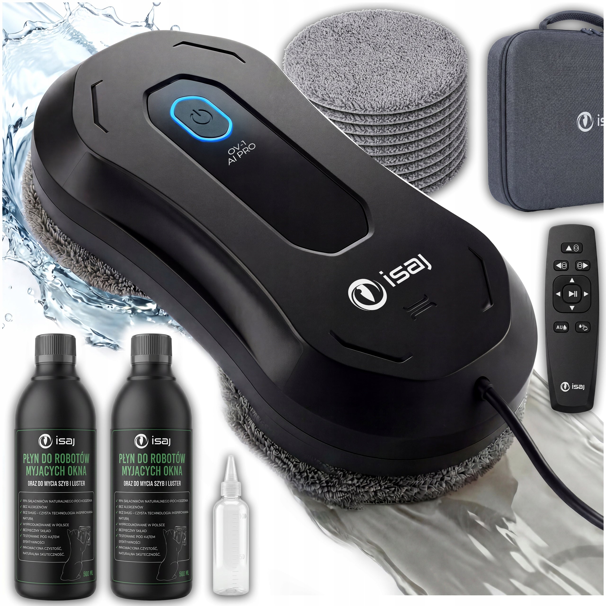 WINDOW CLEANING ROBOT ISAJ OV1 AI Pro + 2x liquid 500ml + AI system + WiFi
