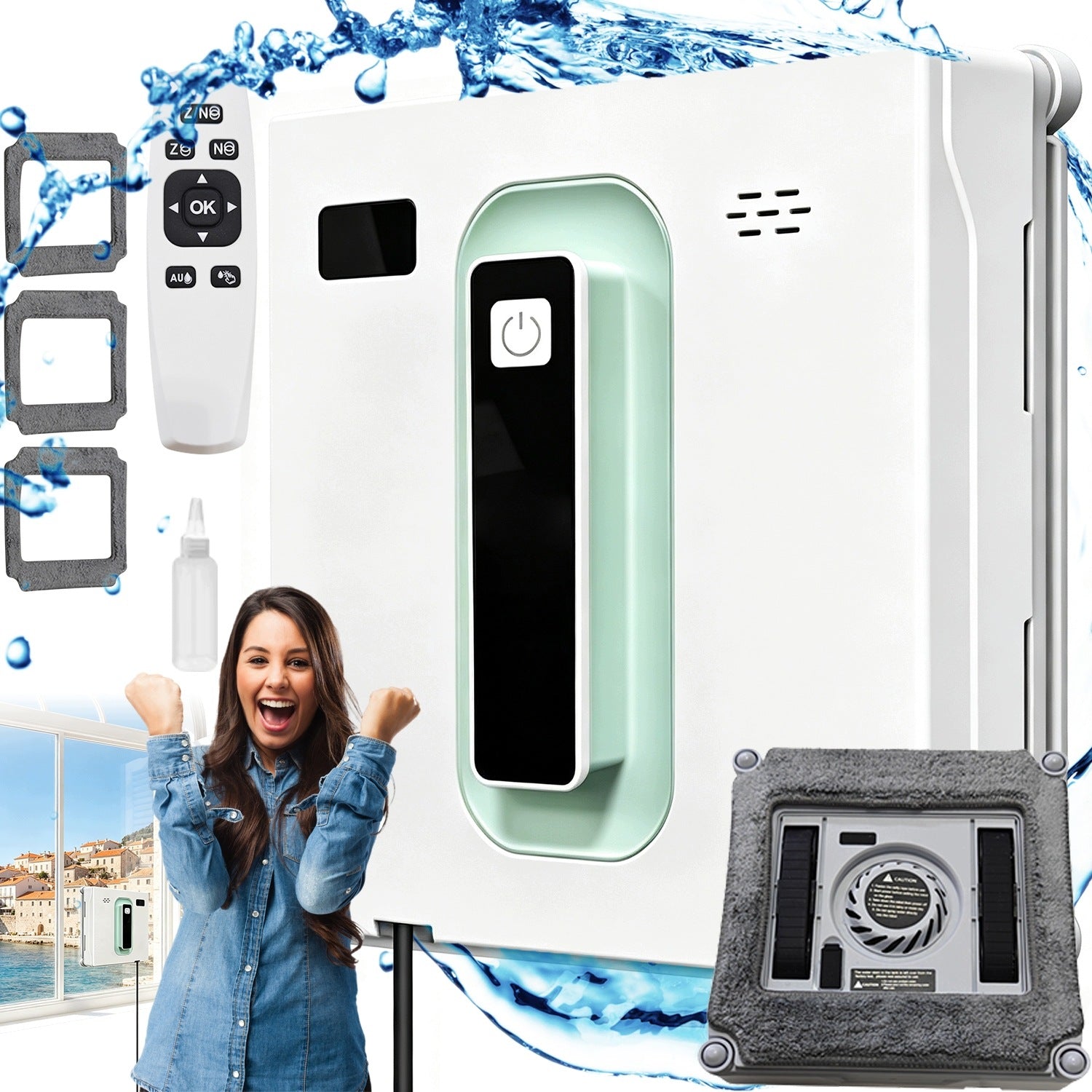 WINDOW CLEANING ROBOT SQUARE 2.5KPA WITH DOUBLE SPRAY WATER APPLICATION REMOTE CONTROL