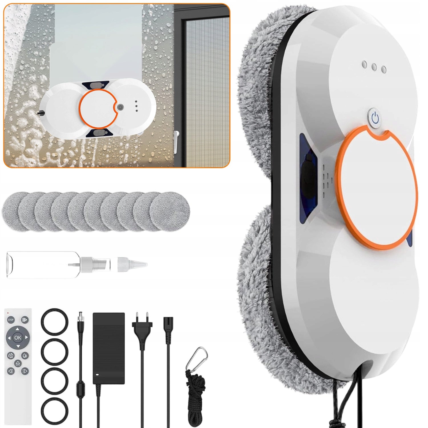 WINDOW CLEANING ROBOT SUCTION POWER 5600 PA AUTOMATIC SMART KIT Packaging status original