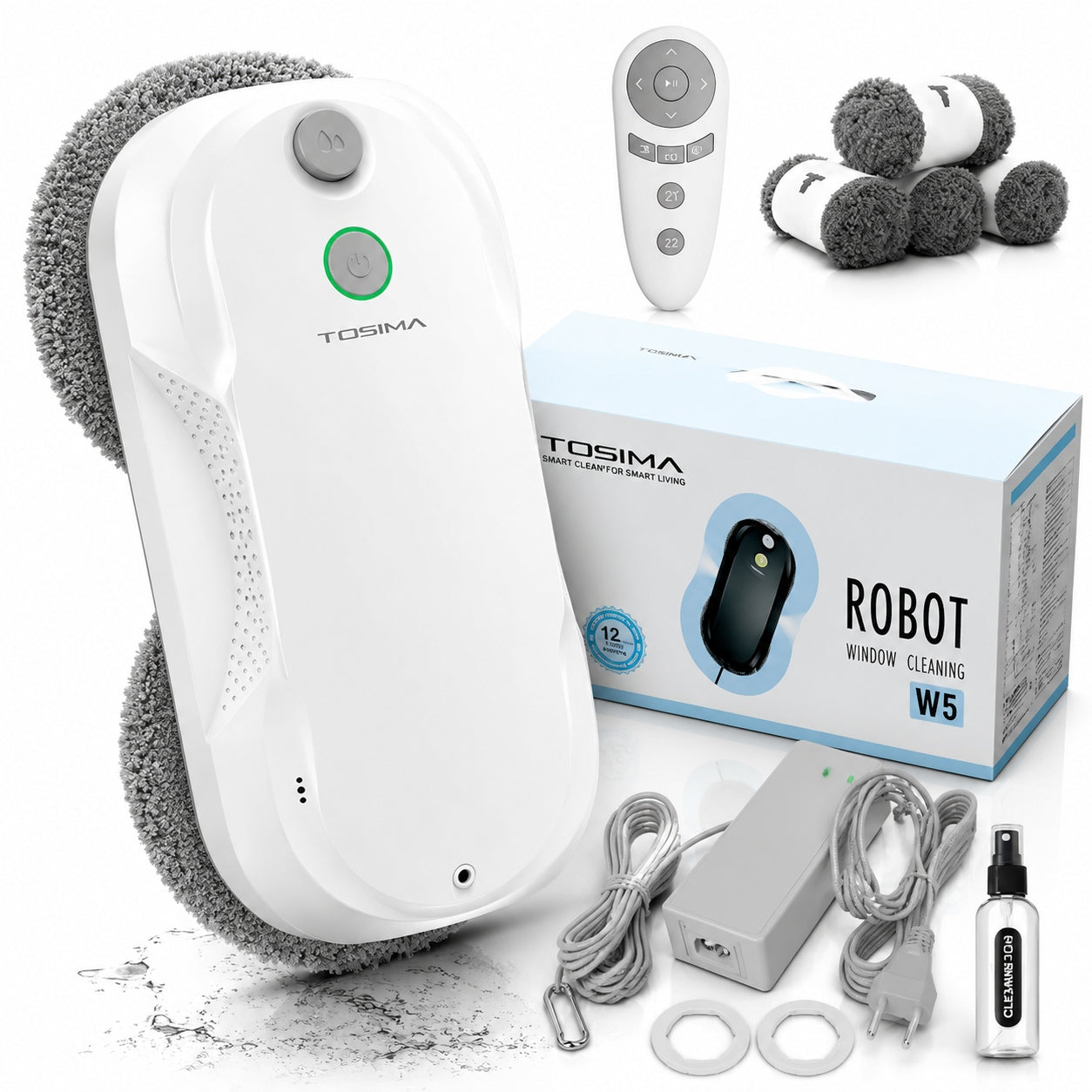 WINDOW CLEANING ROBOT TOSIMA W5 EDGE DETECTION AI STOPS SPRAYING