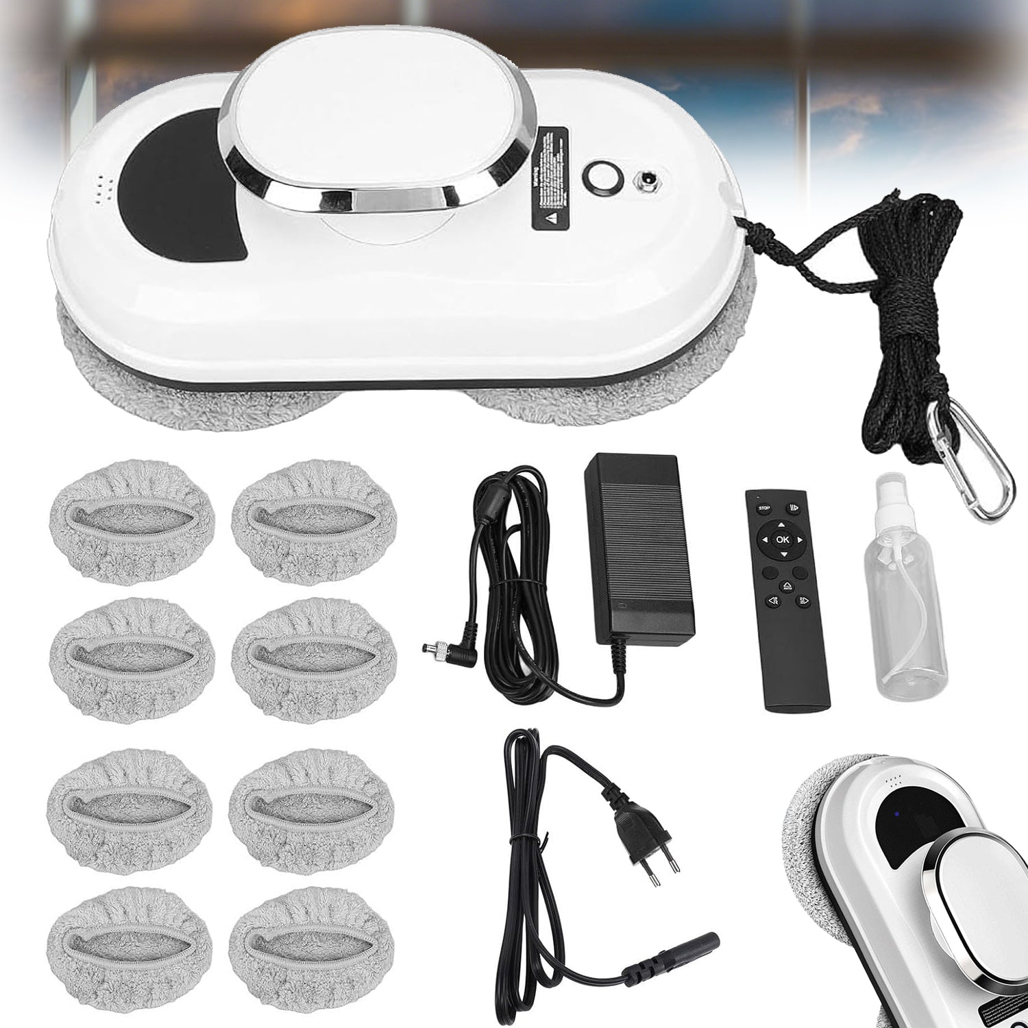 WINDOW CLEANING ROBOT WITH SPRAY FUNCTION, SHOWER CABIN ROBOT