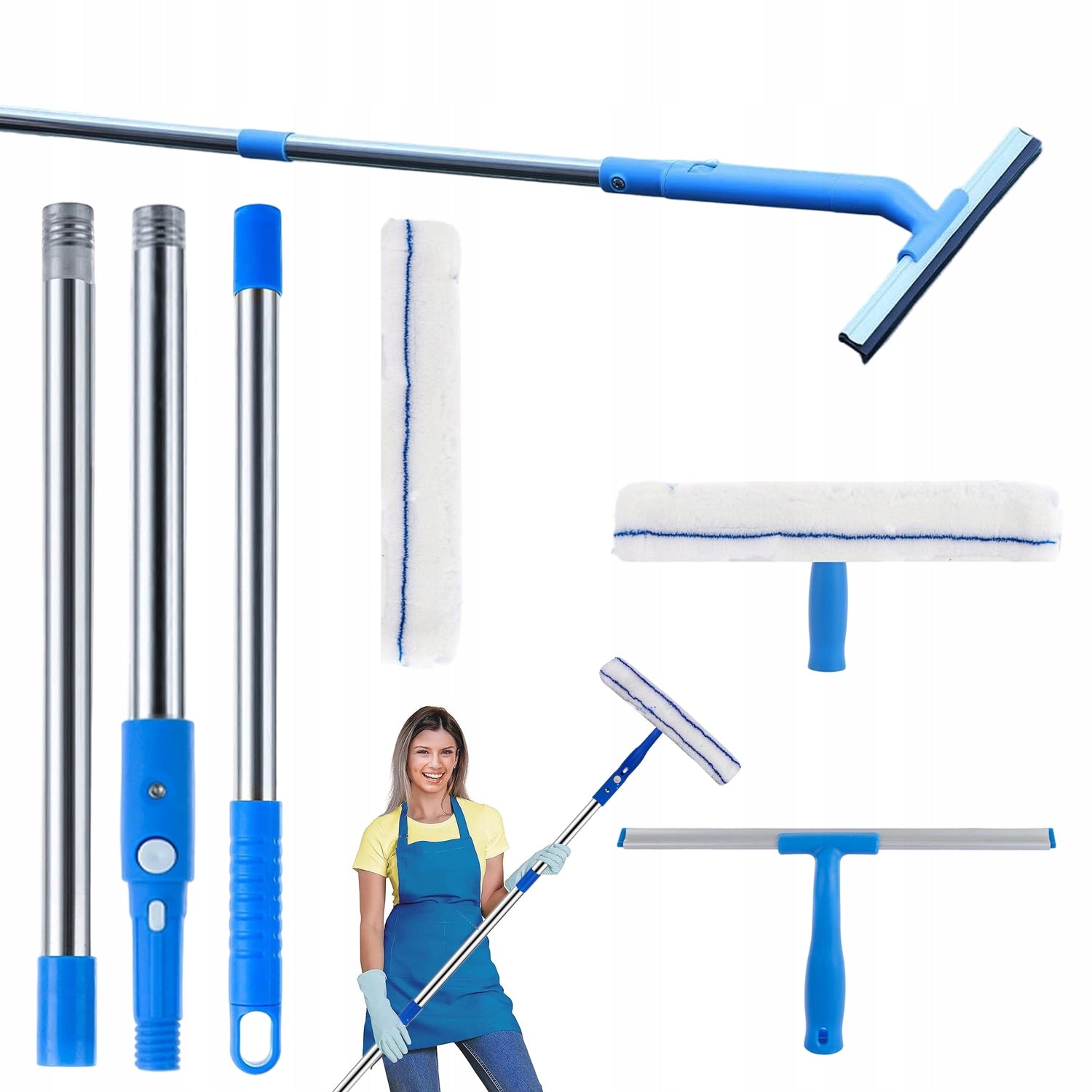 WINDOW MOP TELESCOPIC WASHER SQUEEGEE FOR WASHING MIRROR WINDOWS LONG