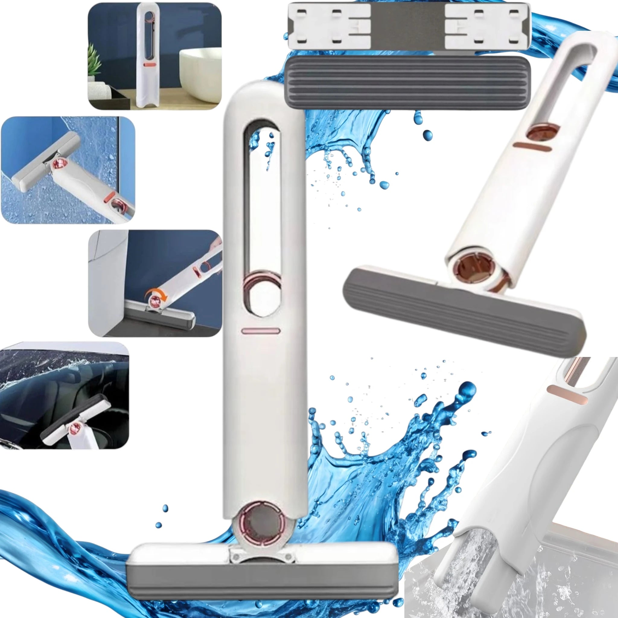 WINDOW SQUEEGEE SILICONE WINDOW WASHER MINI HAND MOP FOLDING