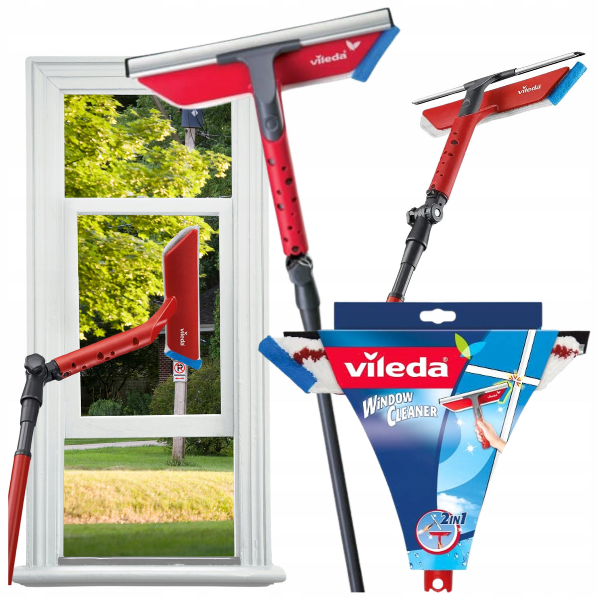 WINDOW WASHER BUS TIR VILEDA TELESCOPIC DOUBLE-SIDED SQUEEGEE 2in1