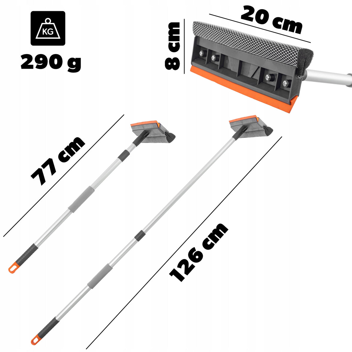 WINDOW WASHER WATER SQUEEGEE TELESCOPIC WINDOW MIRRORS WITH SPONGE LONG 77-126cm Manufacturer Kadax