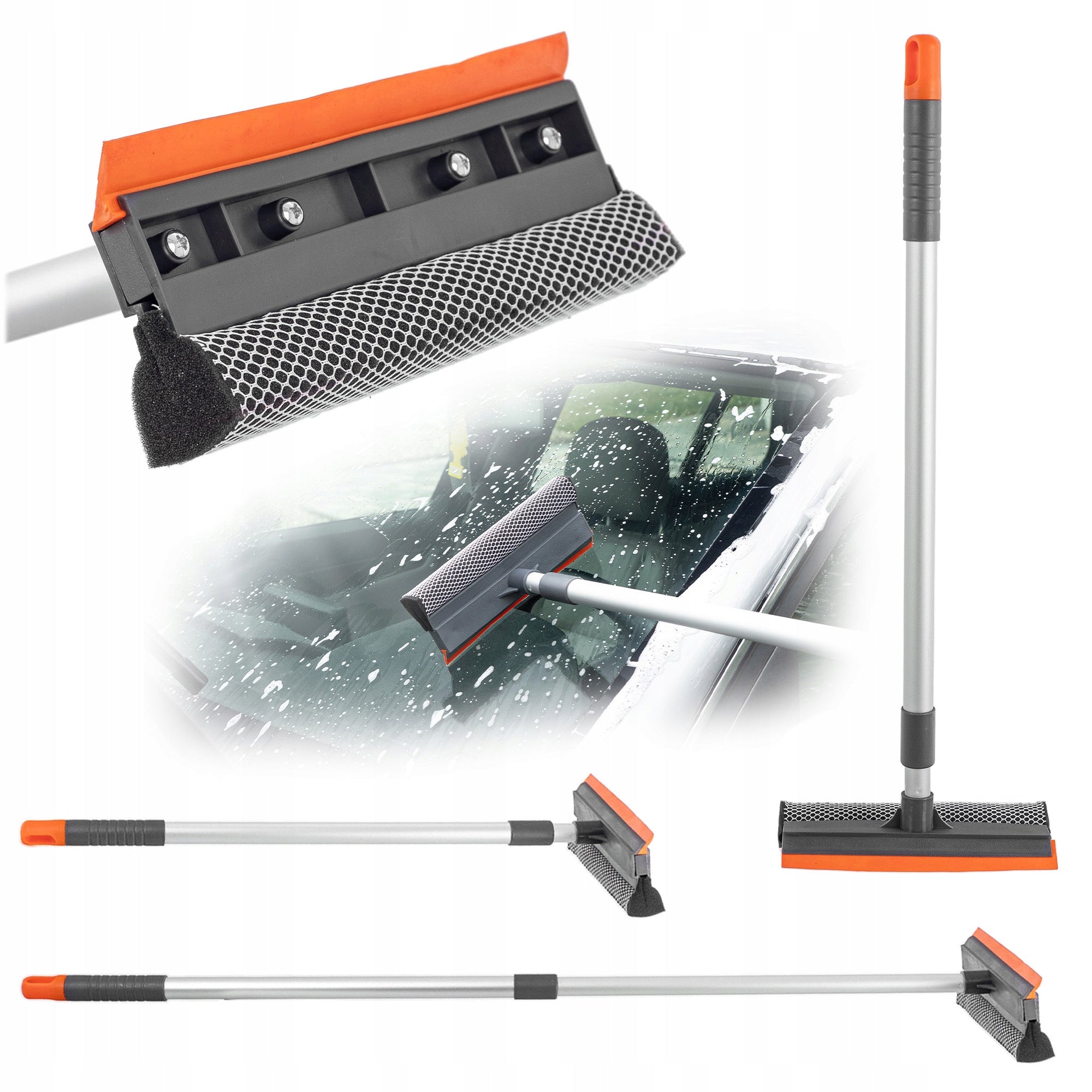 WINDOW WASHER WATER SQUEEGEE TELESCOPIC WINDOW MIRRORS WITH SPONGE LONG 77-126cm