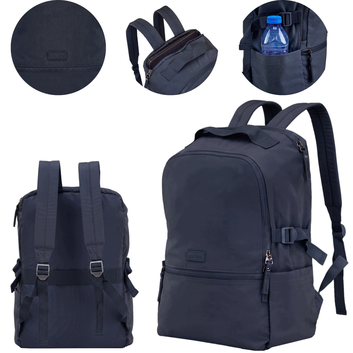 WINGS SOLENNE 22L Laptop Backpack 17 Inch City Lightweight with Suitcase Belt