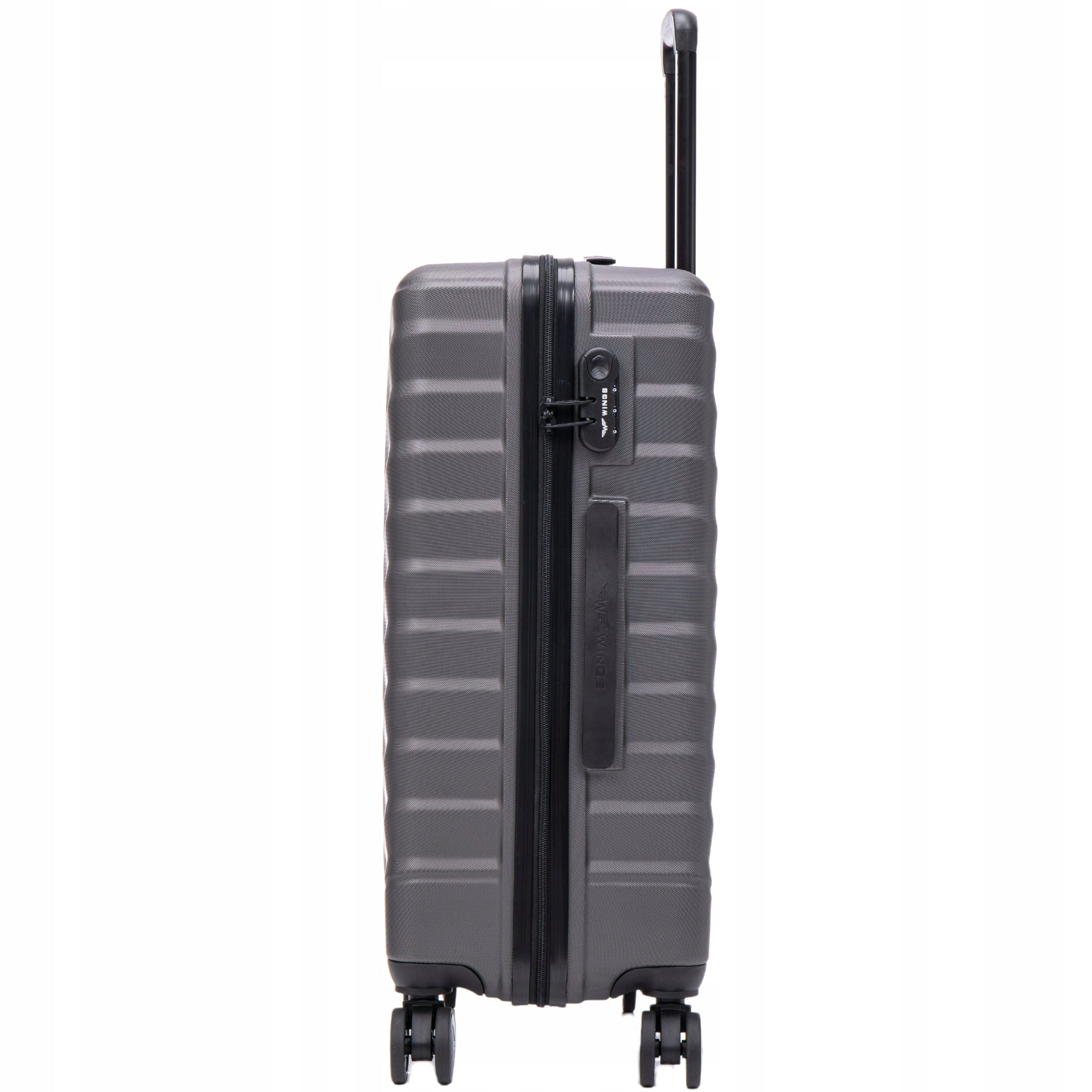 WINGS Small Travel Suitcase Hand Luggage with ABS-U on 4 Wheels Depth (shorter edge) 19 cm