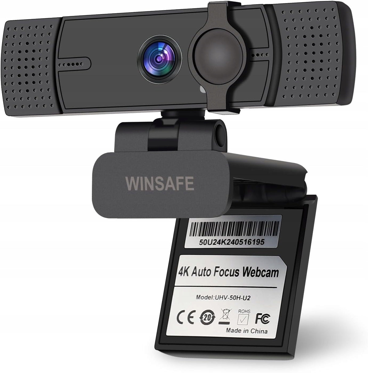WINSAFE Webcam 4K USB Autofocus AI Microphone