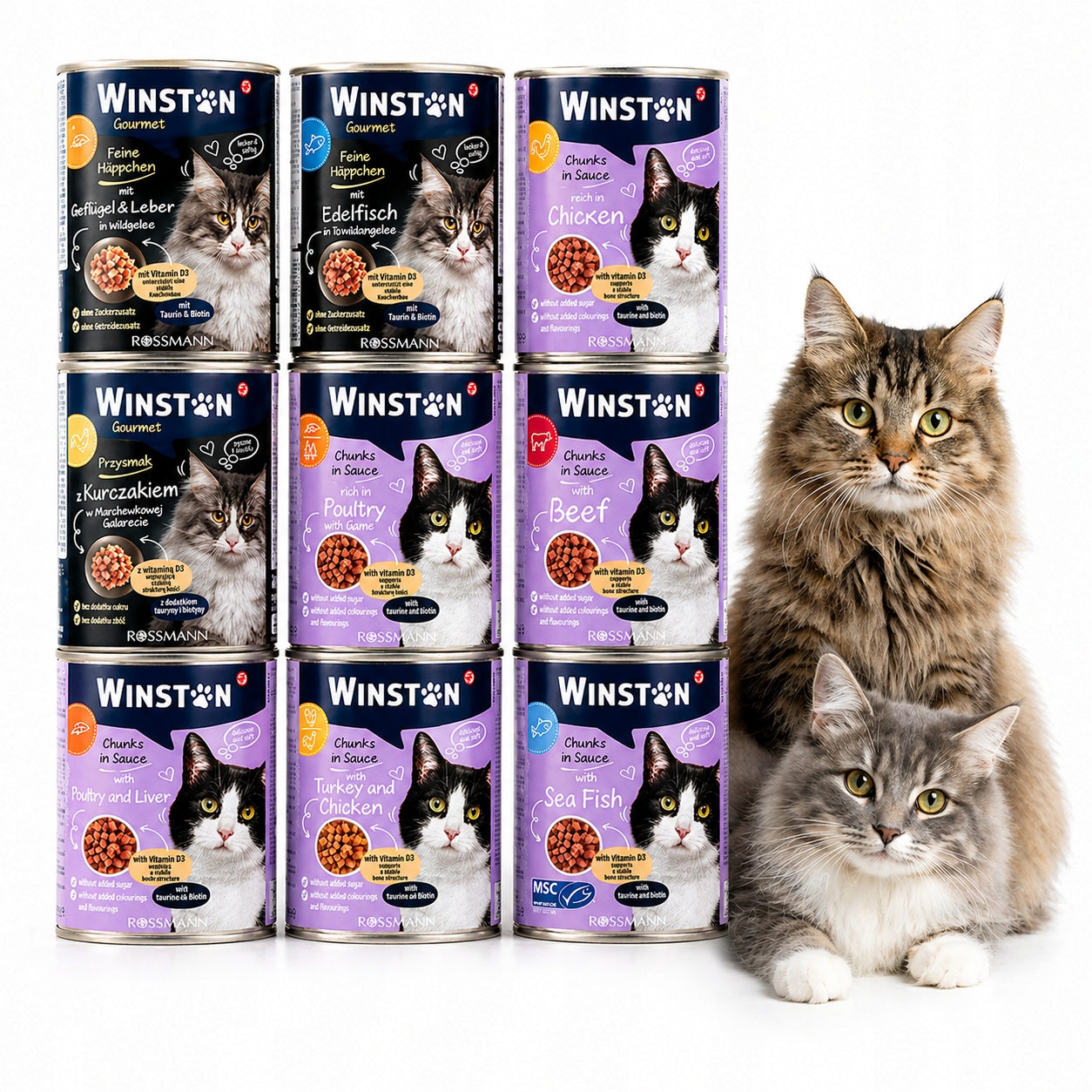WINSTON Cat food mix of flavours 400gr