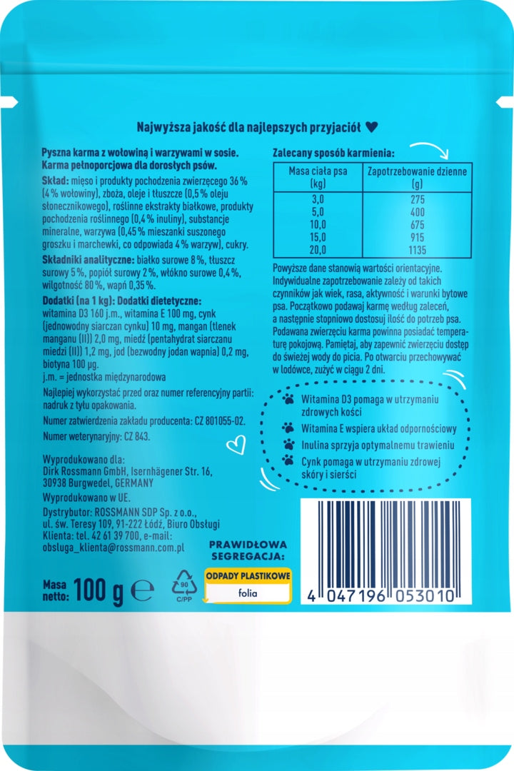 WINSTON WET FOOD FOR ADULT DOGS WITH BEEF AND VEGETABLES IN SAUCE 100 G Brand Winston