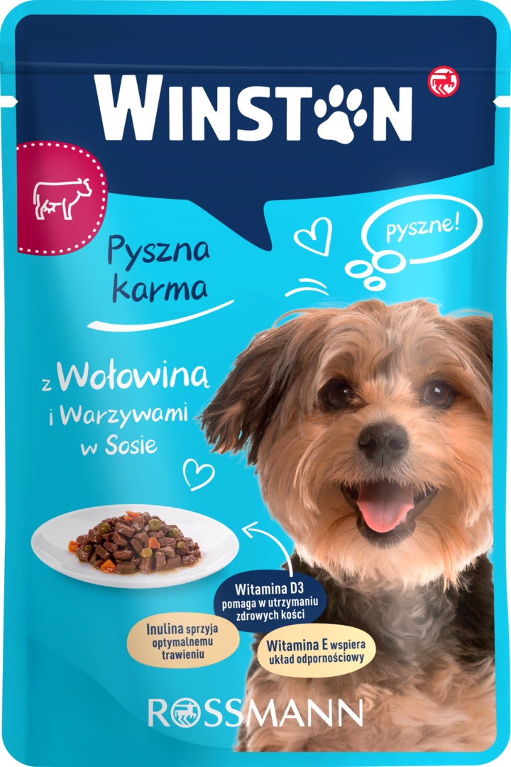 WINSTON WET FOOD FOR ADULT DOGS WITH BEEF AND VEGETABLES IN SAUCE 100 G