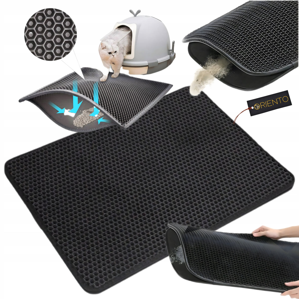 WIPER MAT LITTER BOX PAD BLACK FOR CAT LITTER XXL 45X60