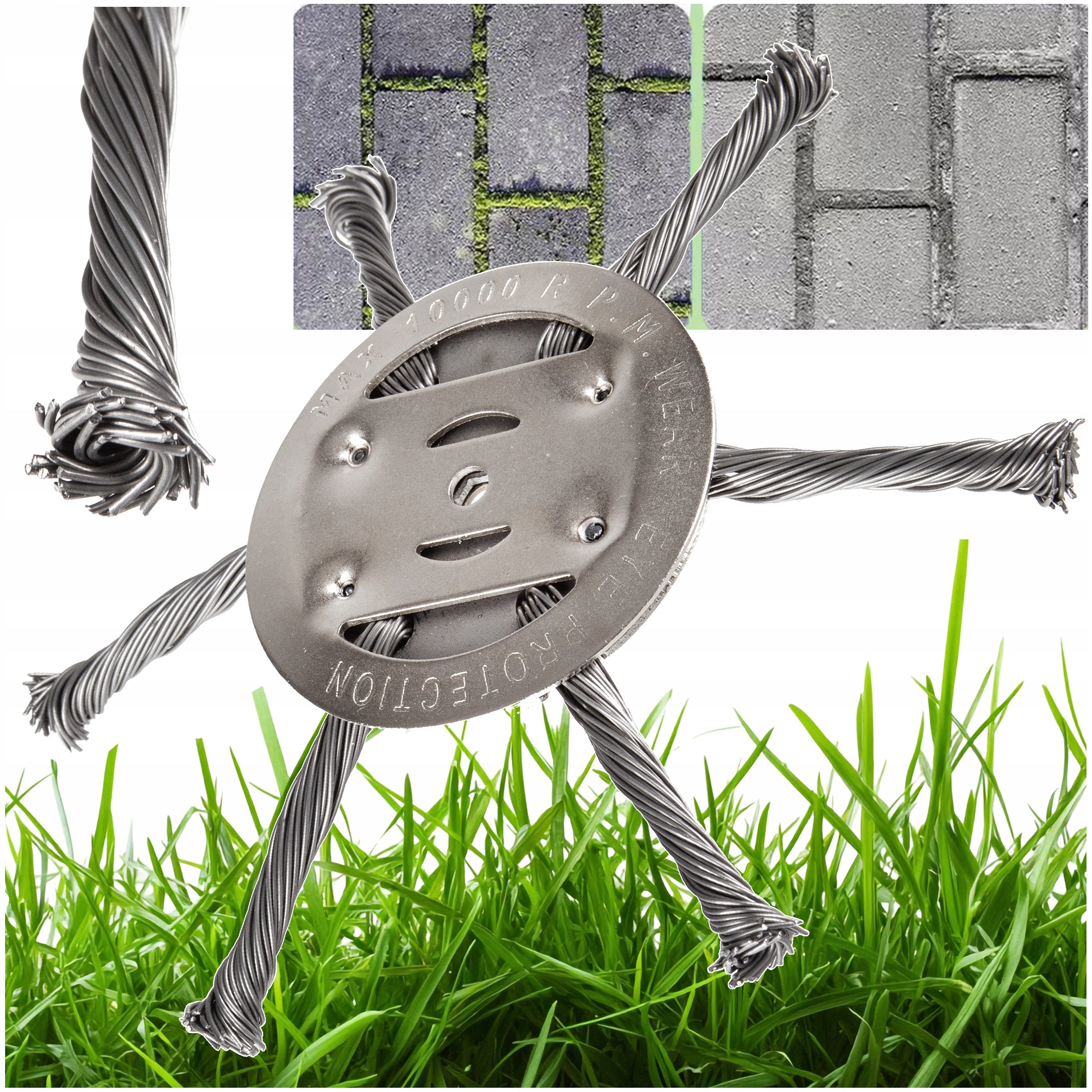 WIRE BRUSH FOR COMBUSTION SCYTHE CLEANING HEAD FOR WEEDS, CUBES
