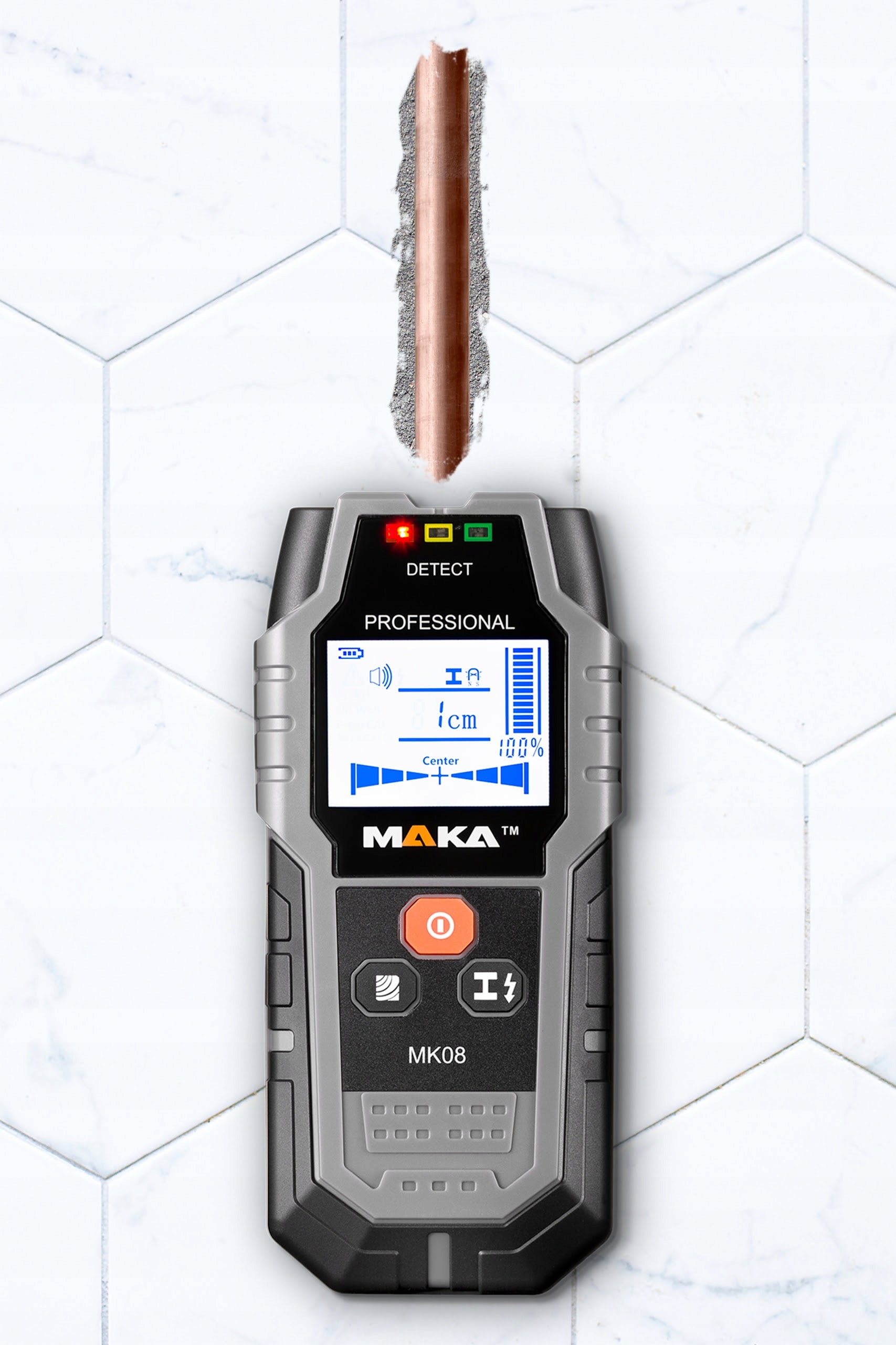 WIRE DETECTOR CABLES METAL DETECTOR PIPES IN WOODEN METAL WALL Maximum depth of measurement for iron and steel 120 mm