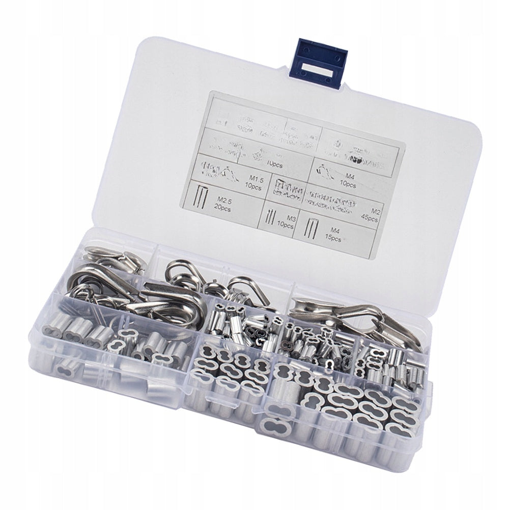 WIRE ROPE LOOP STEEL THIMBLE CRIMPING TOOL CABLE HEART RING ALUMINUM SET
