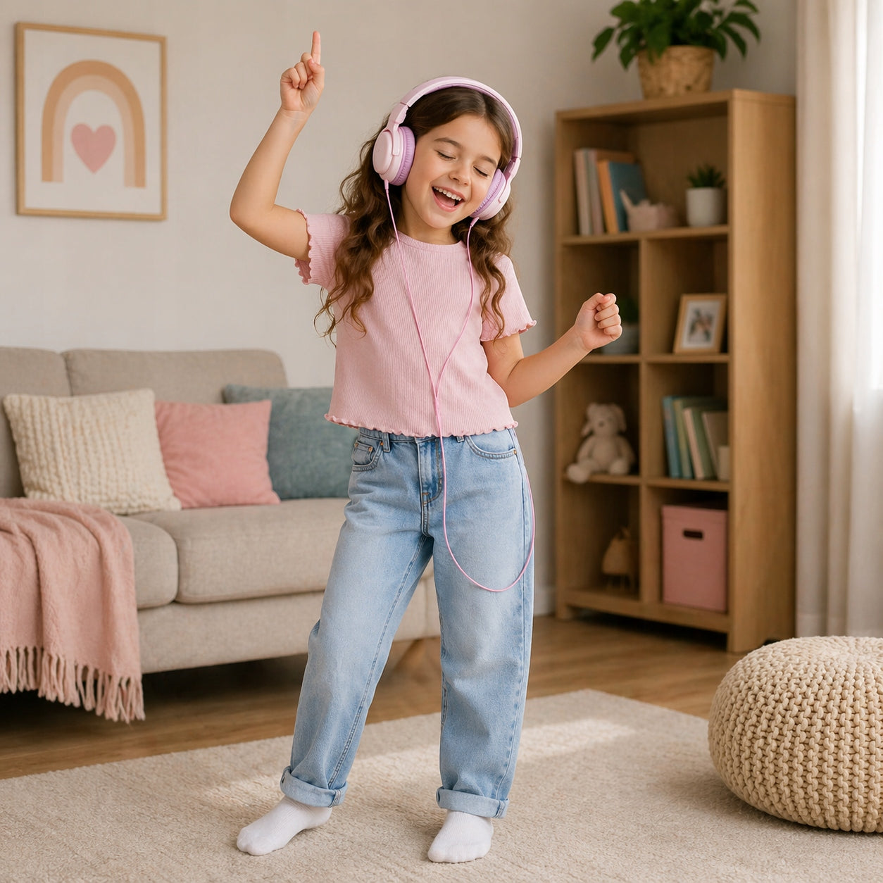 WIRED ON-EAR HEADPHONES FOR KIDS FOLDING PINK WITH MICROPHONE JACK Packaging status original