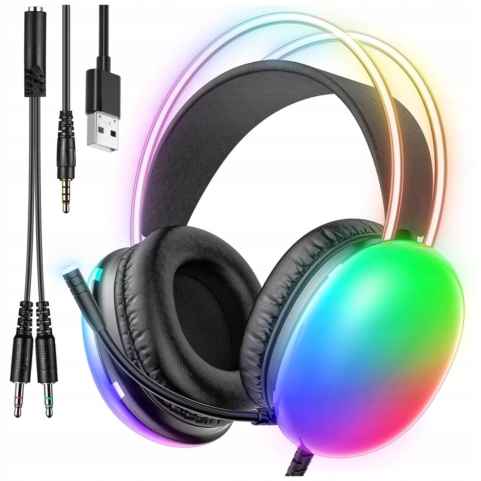 WIRED RGB LED ON-EAR GAMING HEADPHONES WITH MICROPHONE FOR GAMERS PRO