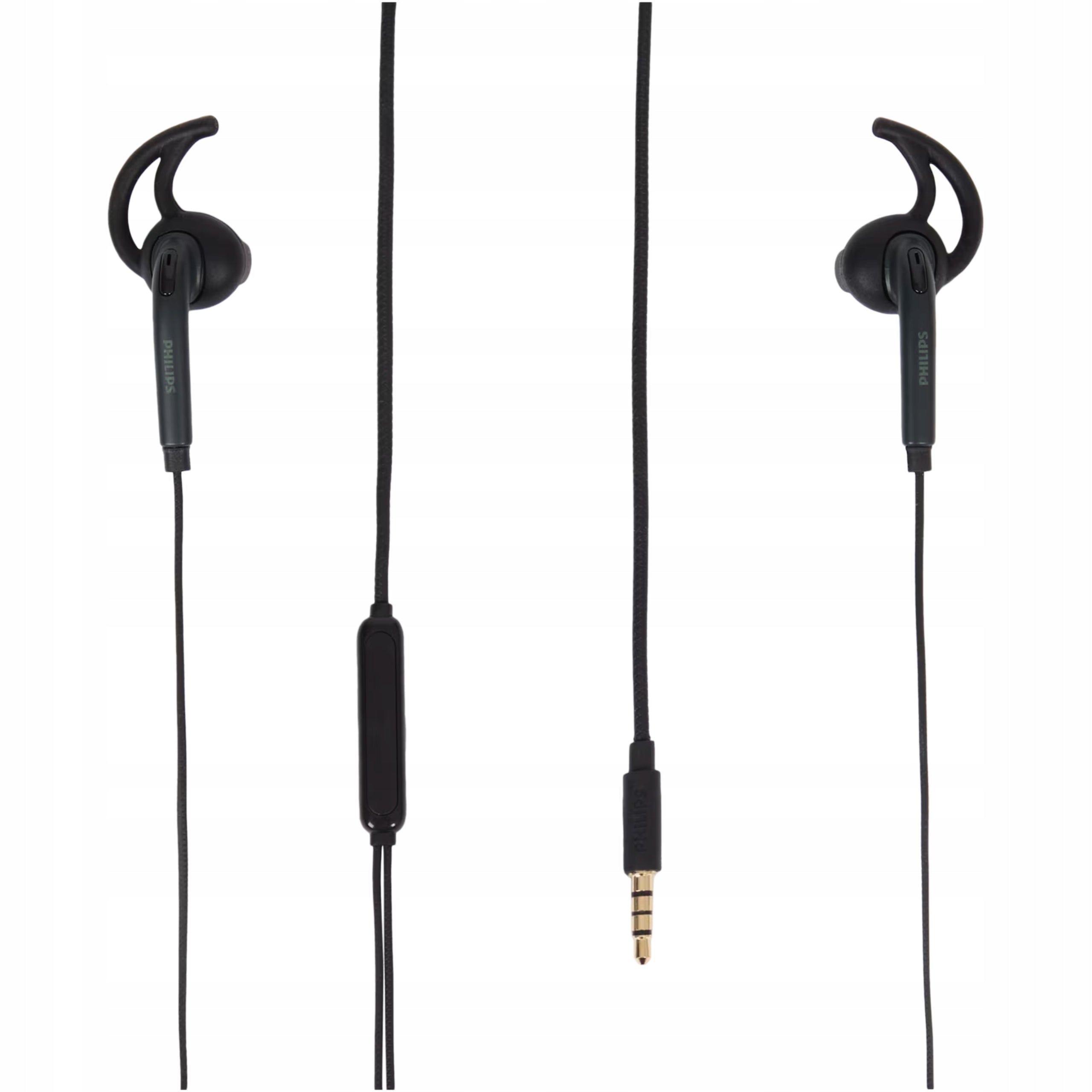 WIRED SPORTS RUNNING HEADPHONES BLACK WITH IPX4 MICROPHONE Packaging status original