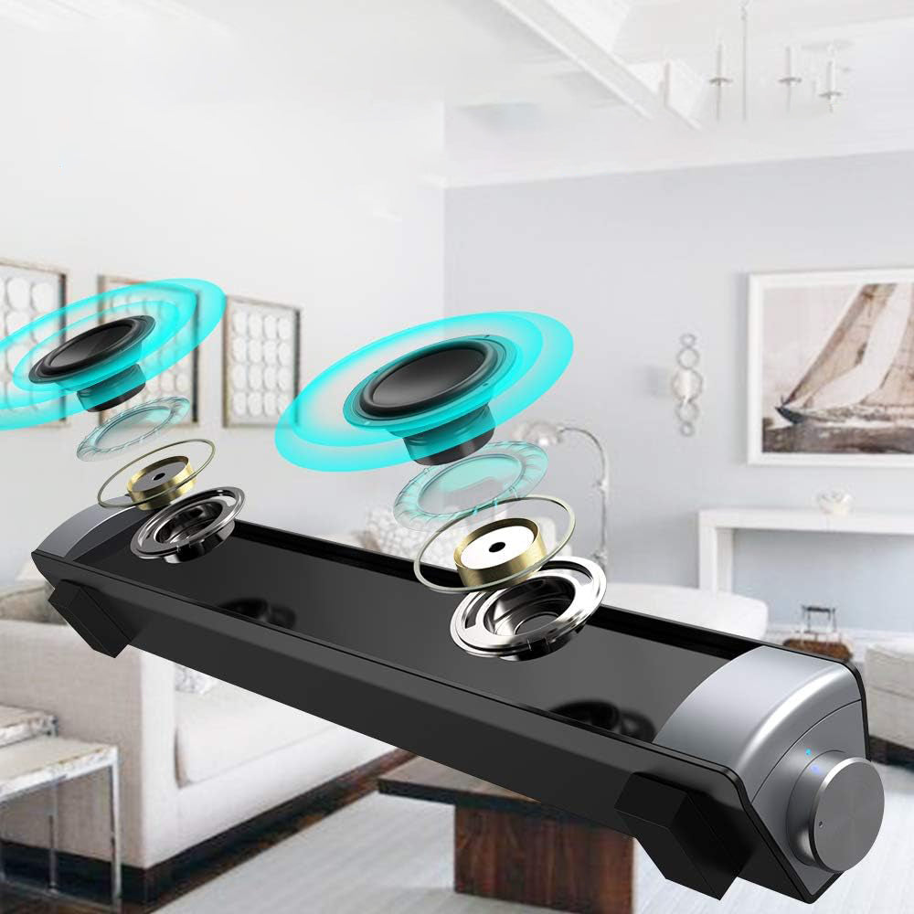 WIRED/WIRELESS MINI BLUETOOTH SOUNDBAR CARD TF AUX RCA 2X5W Brand Bedee