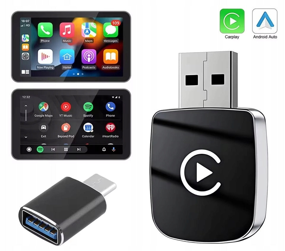 WIRELESS ADAPTER ANDROID AUTO CARPLAY 2IN1 IPHONE USB USB-C