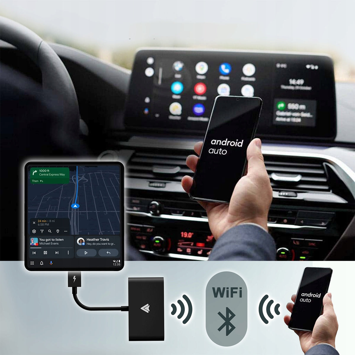 WIRELESS ANDROID AUTO ADAPTER XSTORM WIFI BT Brand no brand