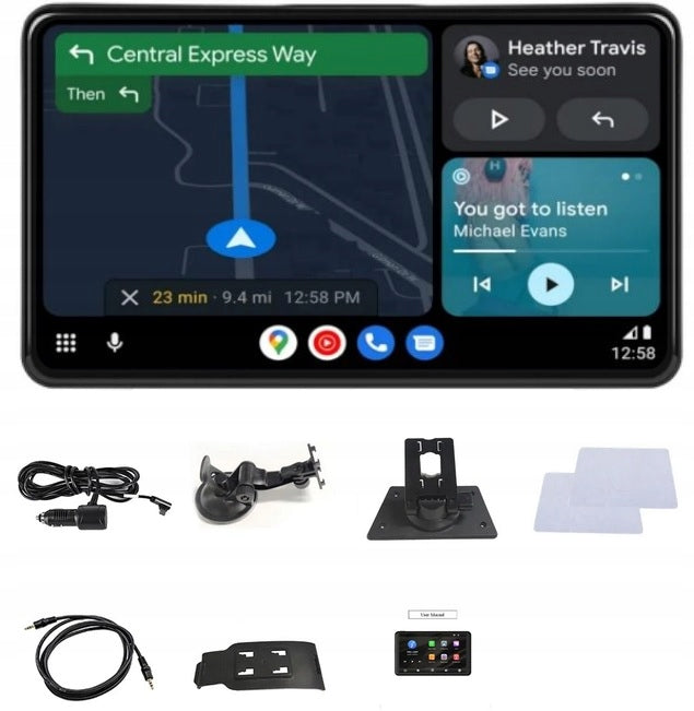 WIRELESS ANDROID AUTO CARPLAY MONITOR NAVIGATION 7 INCHES BLUETOOTH AUX