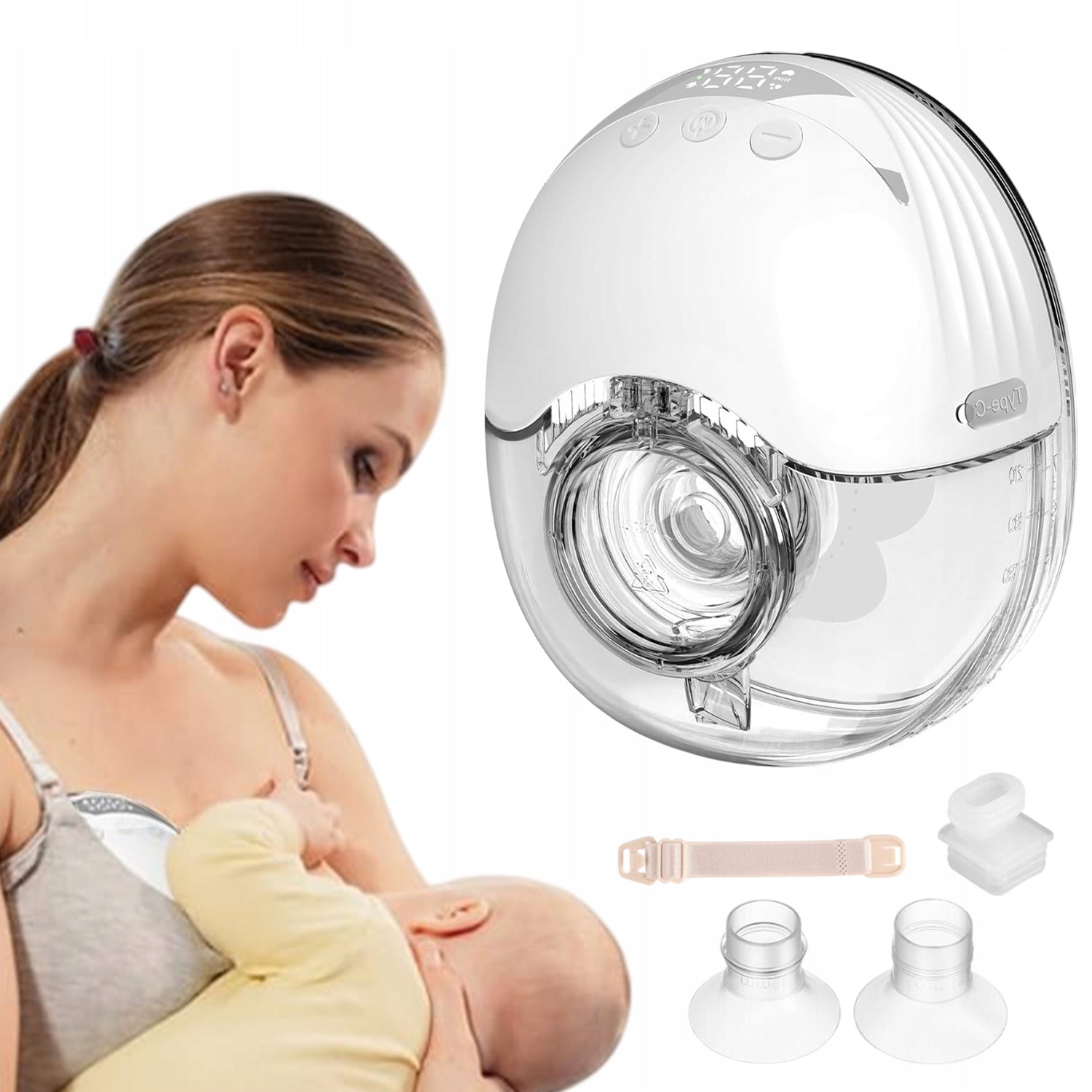 WIRELESS BATTERY BREAST PUMP 4 MODES 12 FOOD LEVEL