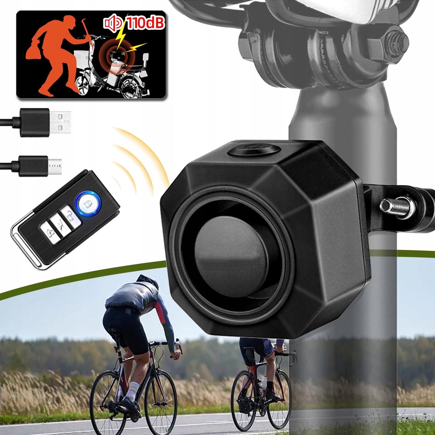 WIRELESS BICYCLE ANTI-THEFT SYSTEM, WATERPROOF VIBRATION ALARM