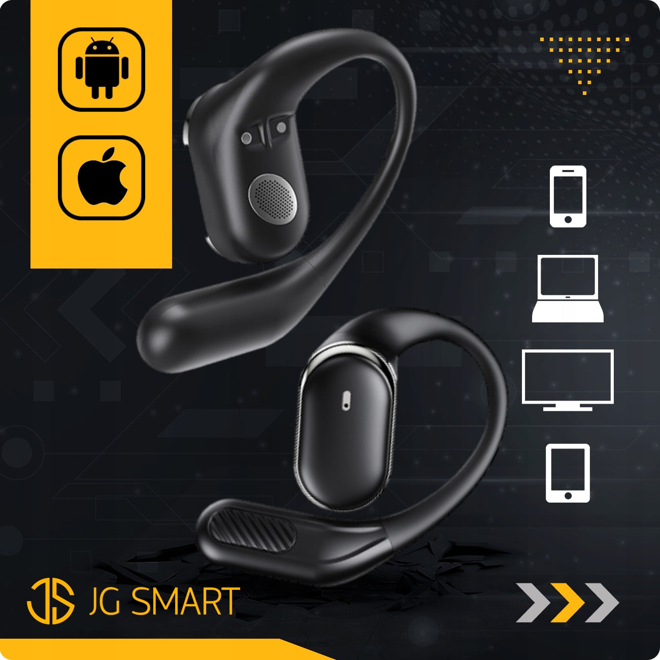 WIRELESS BLUETOOTH HEADPHONES v5.4 BEHIND-THE-EAR POWERBANK 500mAh BLACK Manufacturer code Słuchawki bluetooth 5.4 JGS-T6 ENC