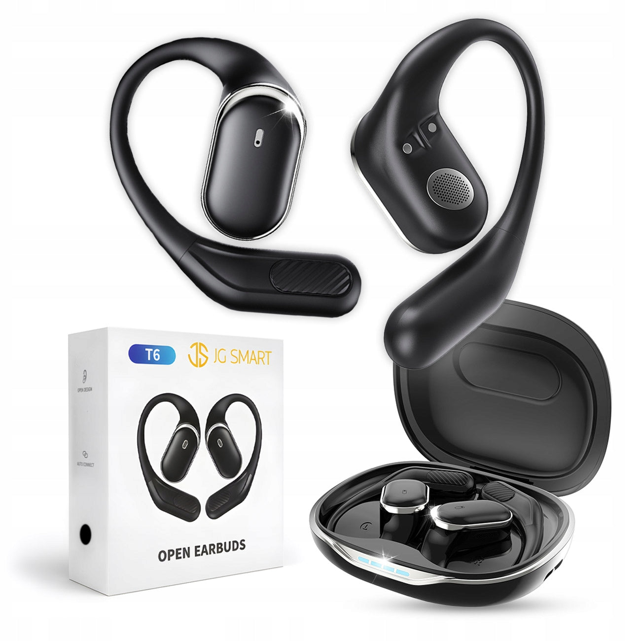 WIRELESS BLUETOOTH HEADPHONES v5.4 BEHIND-THE-EAR POWERBANK 500mAh BLACK