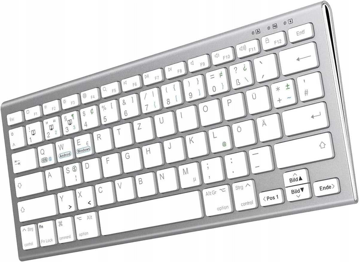 WIRELESS BLUETOOTH KEYBOARD SILVER-WHITE QWERTZ GERMAN
