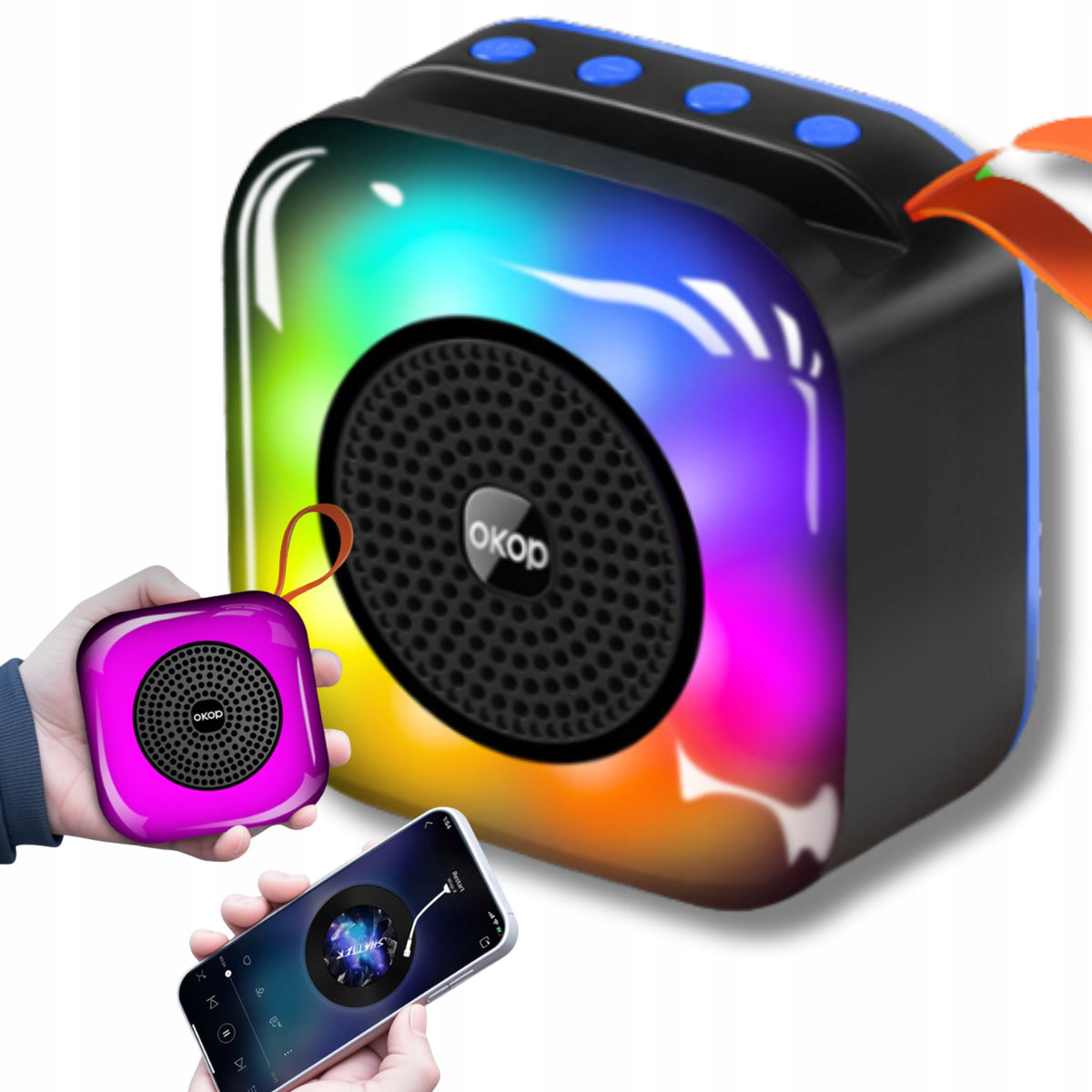 WIRELESS BLUETOOTH LED SPEAKER RGB 5W USB TF AUX PORTABLE COLOR