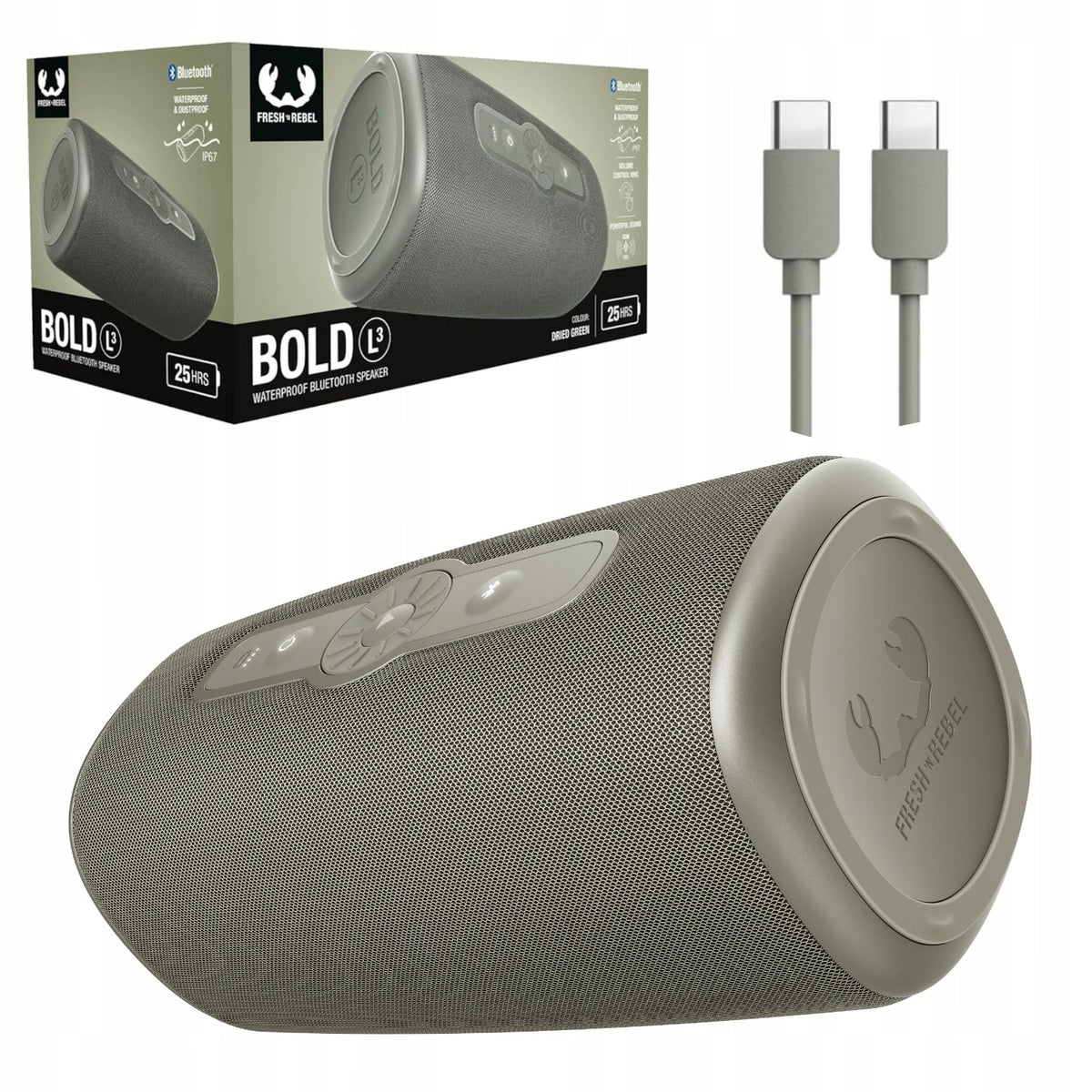WIRELESS BLUETOOTH SPEAKER FRESH 'N REBEL BOLD L3 40W DRIED GREEN