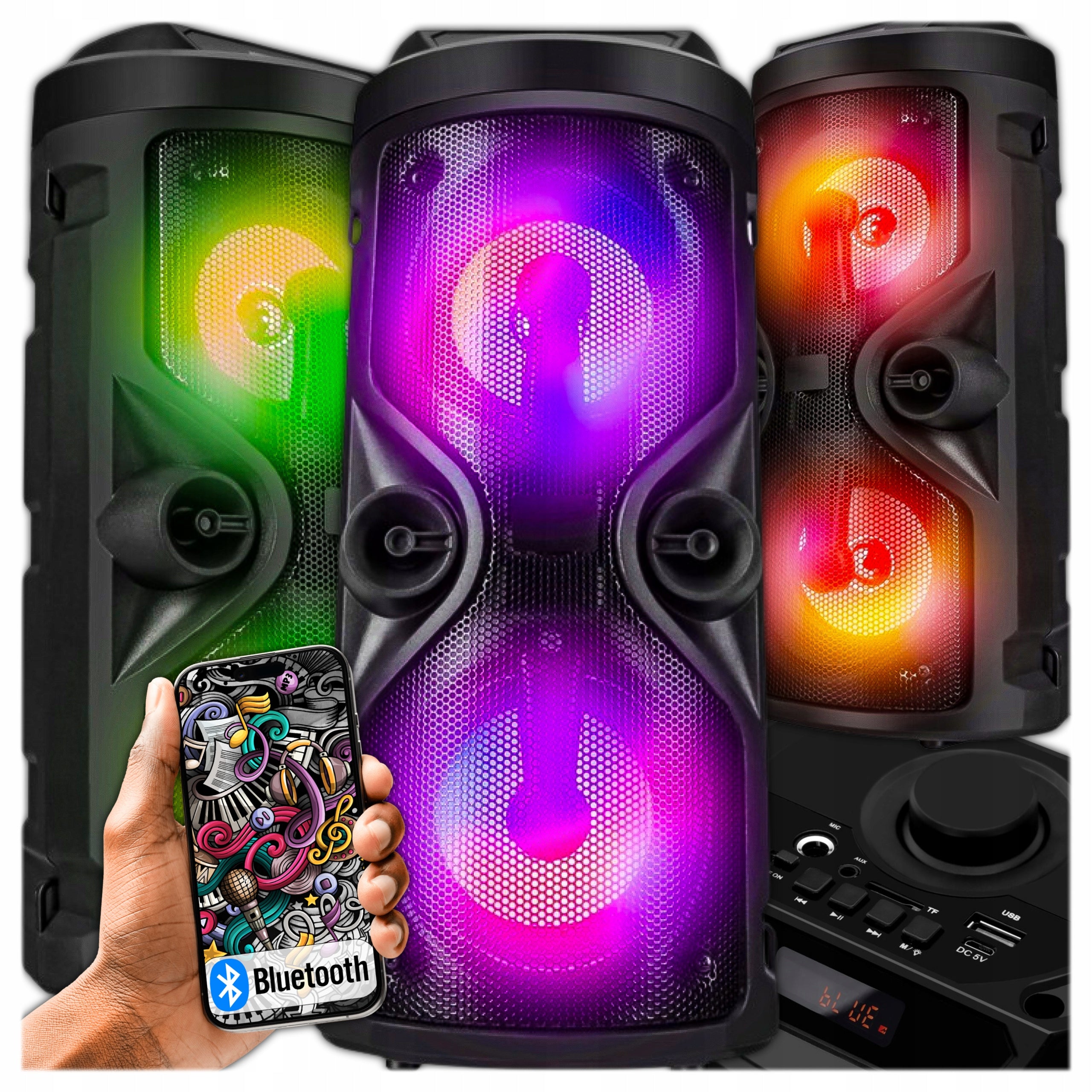WIRELESS BLUETOOTH SPEAKER PORTABLE 1000W MOBILE WITH FM USB SD RADIO