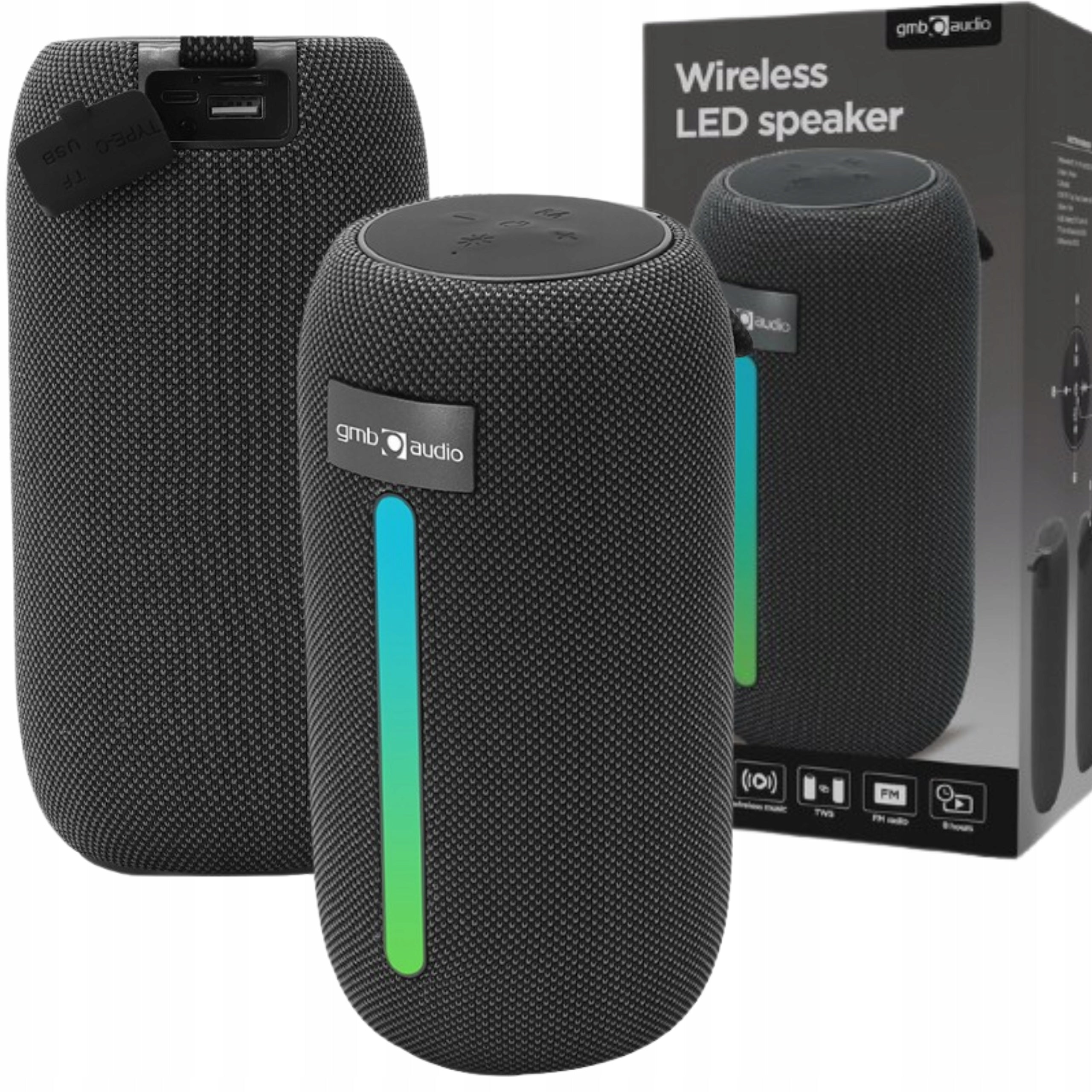 WIRELESS BLUETOOTH SPEAKER PORTABLE LED-07 GEMBIRD BLACK