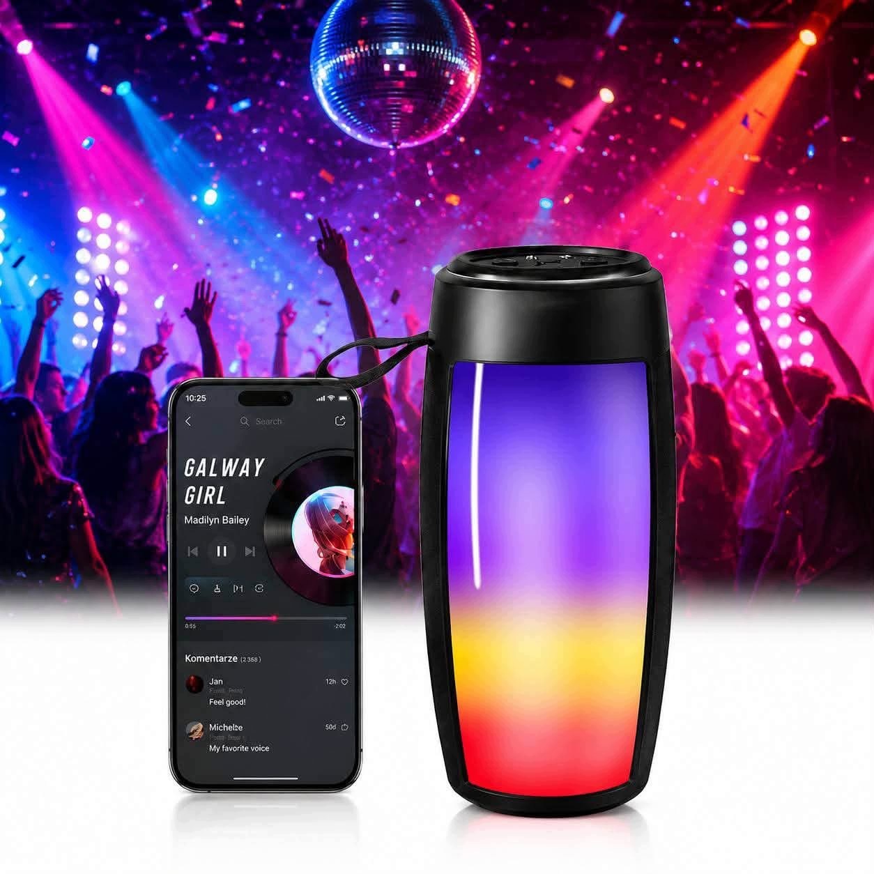 WIRELESS BLUETOOTH SPEAKER PORTABLE LED RGB MINI FOR PHONE Manufacturer code GLOSNIK-D1202-RGB