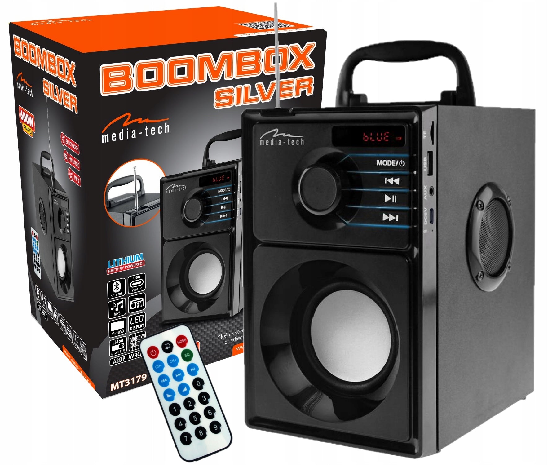 WIRELESS BLUETOOTH SPEAKER RADIO BOOMBOX BT MT3179