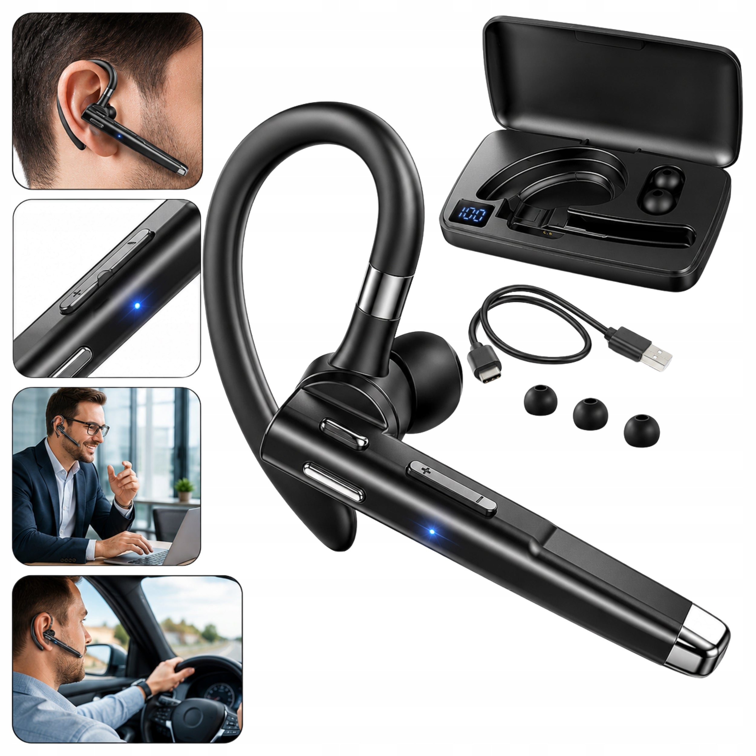 WIRELESS BUSINESS EARPHONE FOR BLUETOOTH 5.1 CALLS NOISE REDUCTION