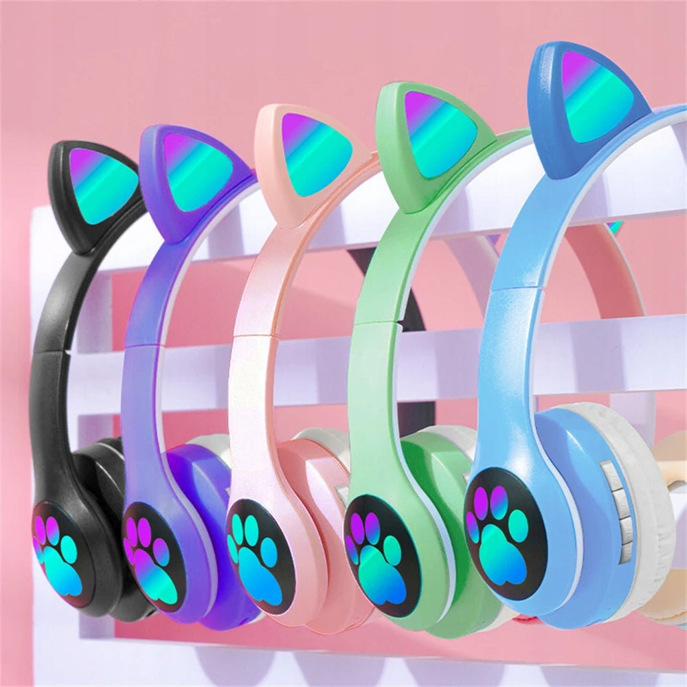 WIRELESS CAT EARS HEADPHONES WITH MICROPHONE LED EARS FOR CHILDREN SHINE Packaging status original