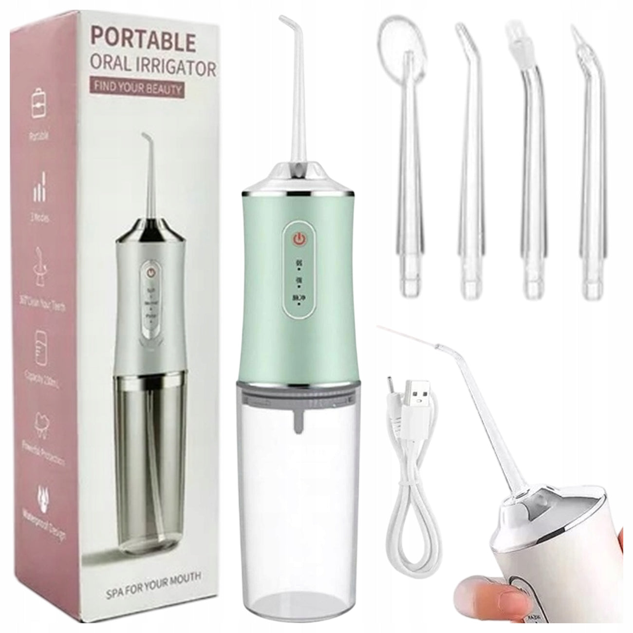 WIRELESS DENTAL IRRIGATOR 4 NOZZLES 360 3 MODES FLOSSER