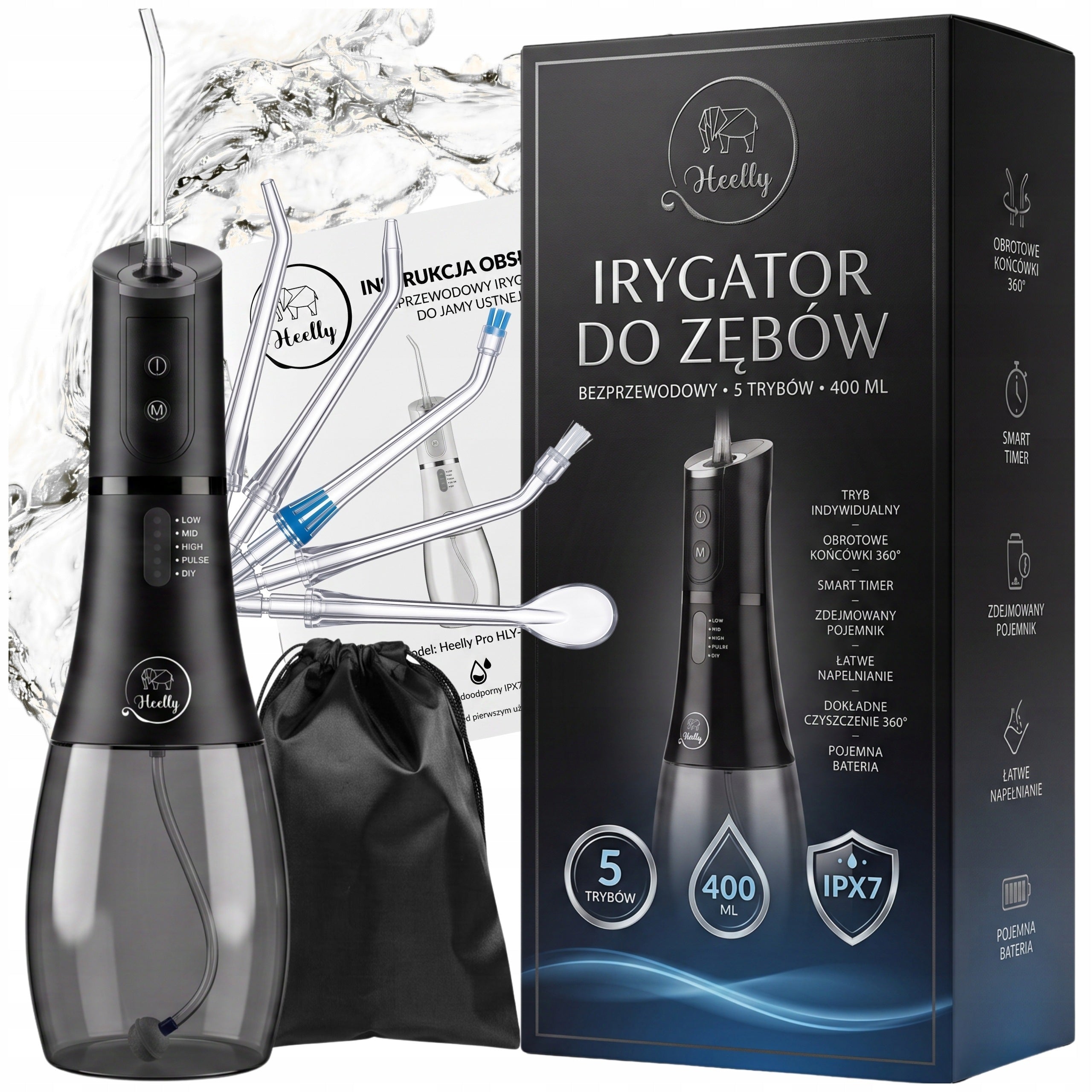 WIRELESS DENTAL IRRIGATOR 5 MODES 400ML STRONG CASE